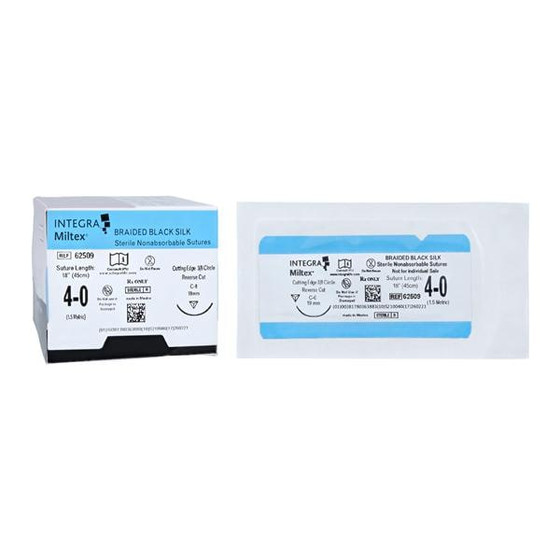 Silk Black Braid Suture Size 18", 40 C-6 45Cm Non-Absorbable, 62509