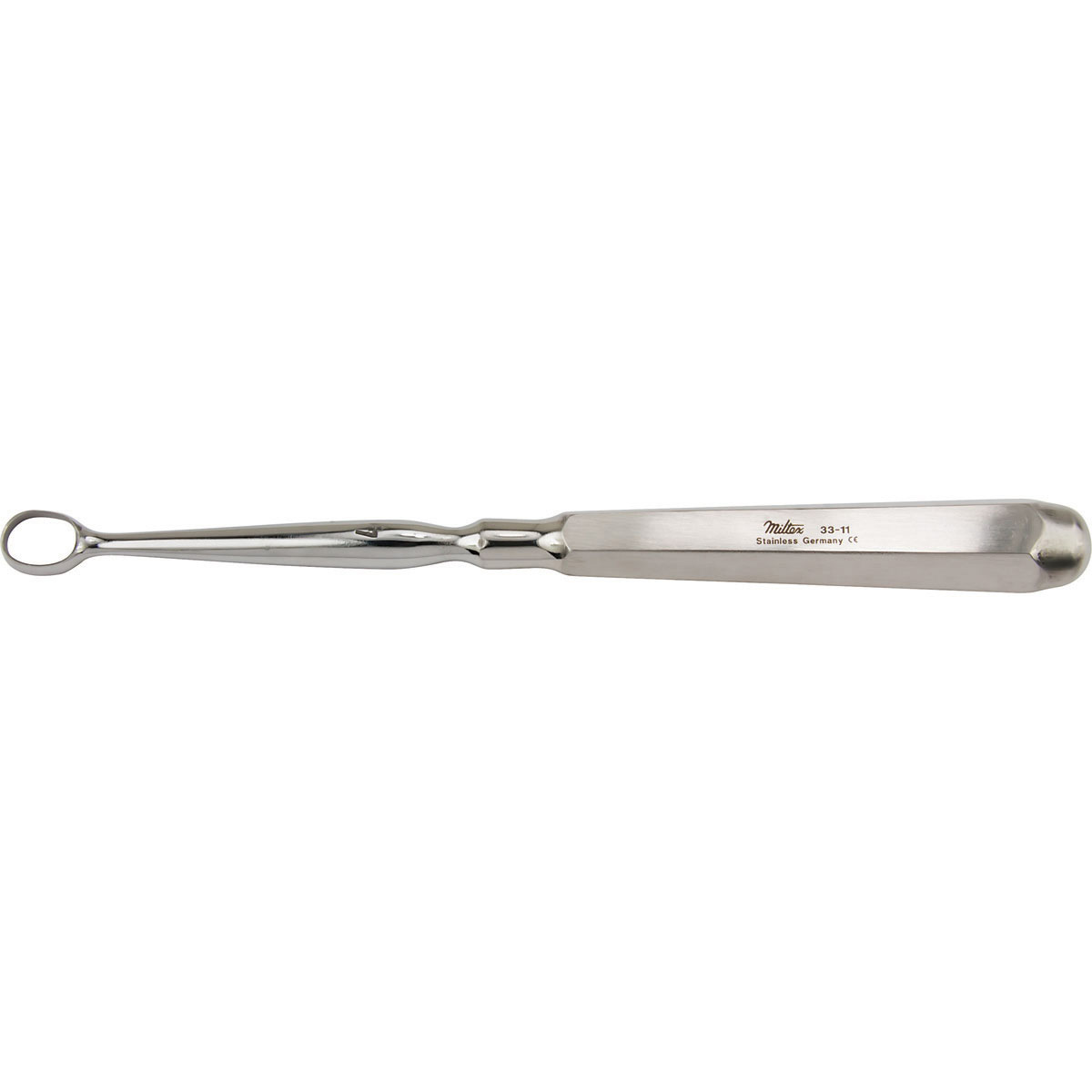 Miltex Piffard Dermal Curette, 6-1/2" (164mm), Oval, Size 4: 10.5mm X 11.1mm (8.1mm Inside Diameter), 33-11