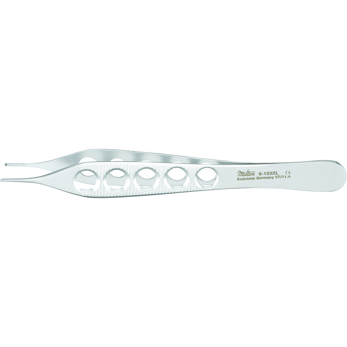 Miltex Adson Dressing Tissue & Suture Forceps, 4-3/4" (119.5mm), 1 X 2 Teeth, With Tying Platform, Lightweight Fenestrated Handles, 6-123XL