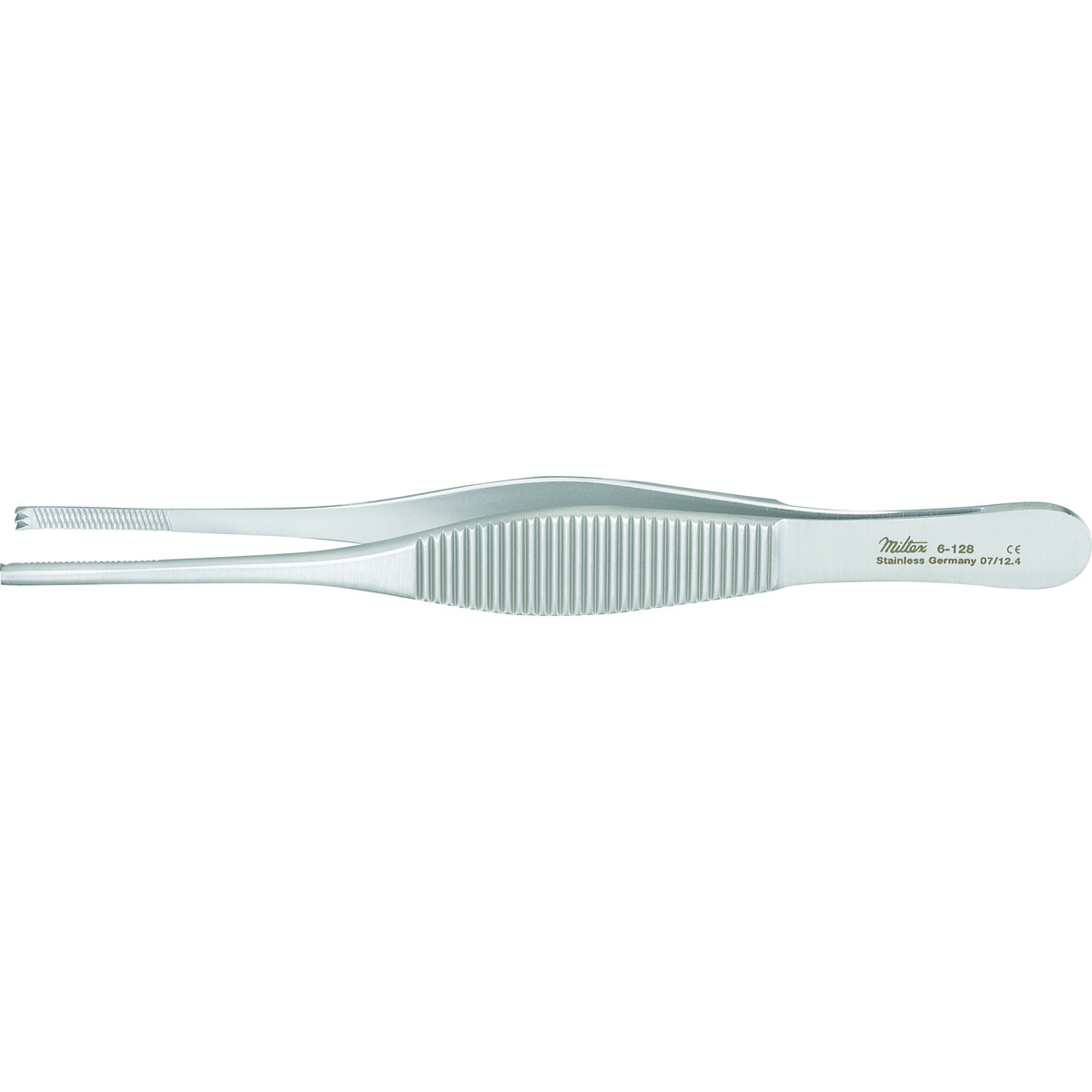Miltex Heaney Tissue Forceps, 5-3/8" (138mm), Cross Serrated Tips, 2 X 3 Teeth, 6-128
