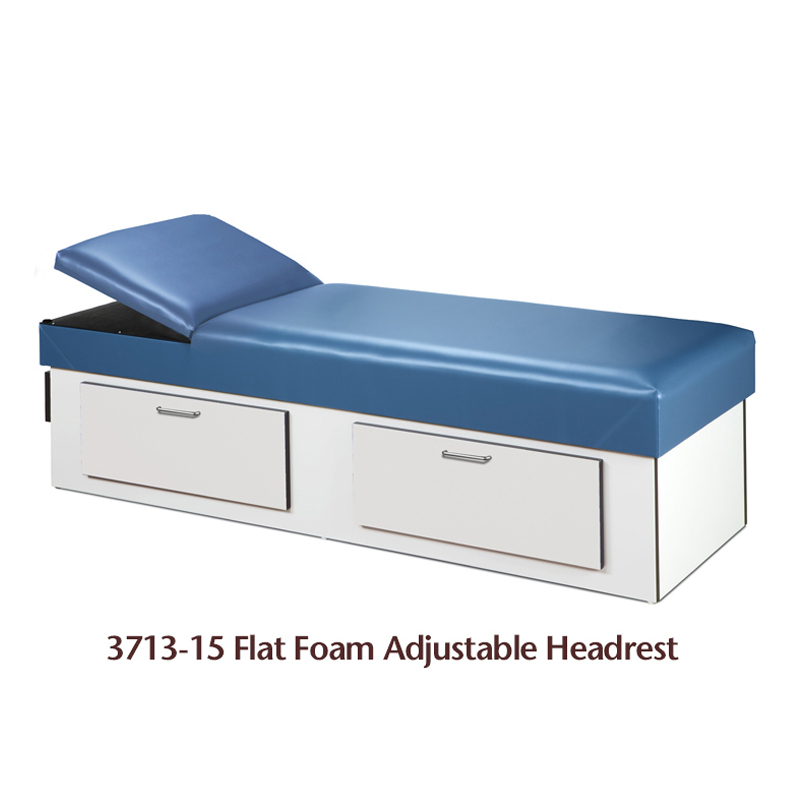 Upholstered Apron Couch with Double Drawer Storage, 3713-15 with Flat Foam Adjustable Headrest, 72" x 27" x 20"