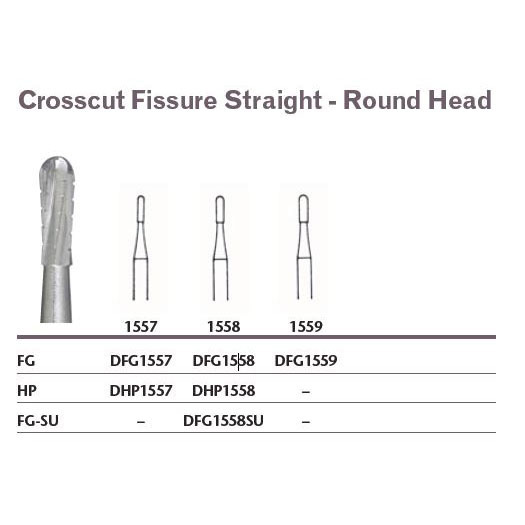 Tungsten Carbide Bur, Crosscut Fissure Straight - Round Head, Friction Grip Surgical, DFG1558SU