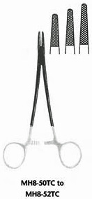 Meisterhand Crile-Wood Needle Holder, 7" (180mm), Tungsten Carbide, Serrated Jaws, 3600 Teeth Per Square Inch, MH8-51TC