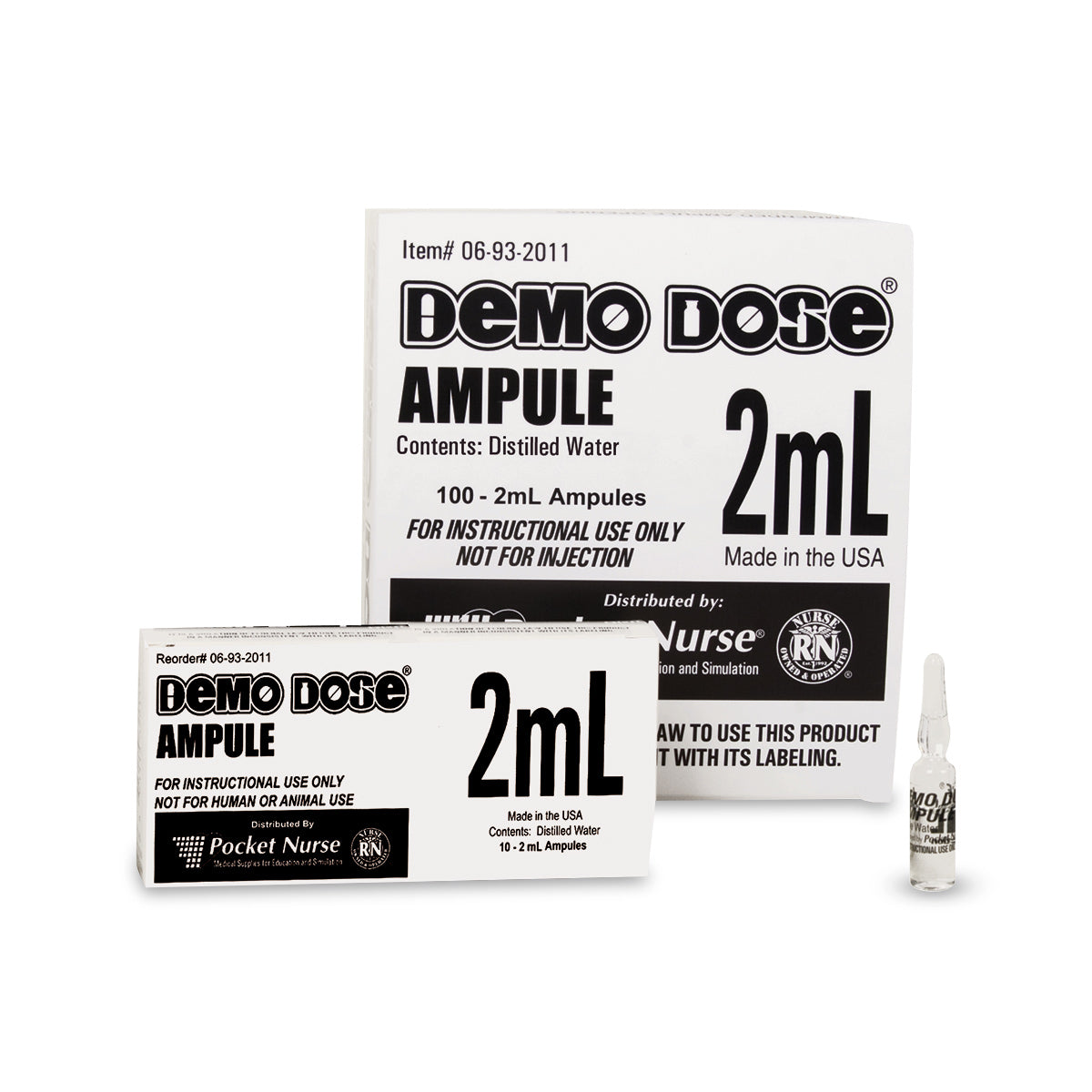 Demo Dose Clear Ampule - 2 Ml, 100/Box, PN01095