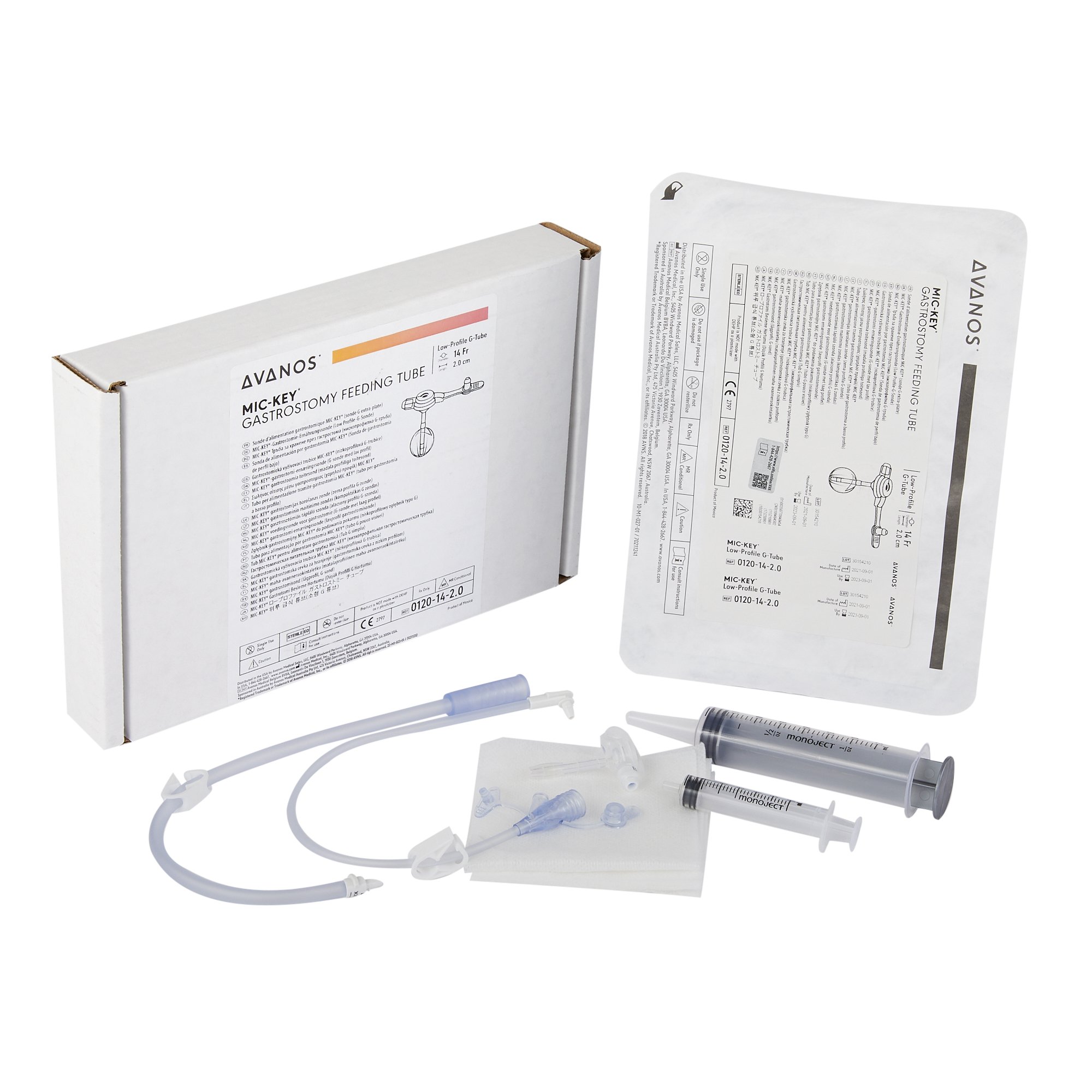 Low Profile Gastrostomy Tube Kit MIC-Key 14 Fr. 2.0 cm Tube Silicone Sterile, 0120-14-2.0