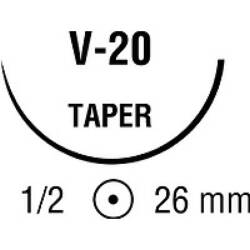 Absorbable Suture with Needle Caprosyn Polyester V-20 1/2 Circle Taper Point Needle Size 4-0 Monofilament