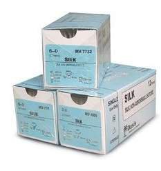 Sofsilk non-absorbable silk suture - size: 3-0, length: 18 in (45 cm), pre-cut, color: black, strands per each: 12, quantity: box of 36