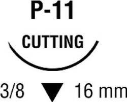 Monosof monofilament nylon suture - size: 4-0, length: 18 in (46 cm), needle name: P-11, needle type: premium reverse cutting, color: black