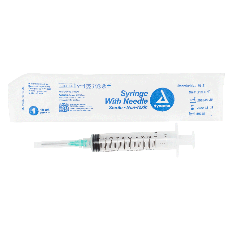 Syringe Non-Safety with Needle 10cc Luer Lock, 21G, 1" needle length, 400/Case