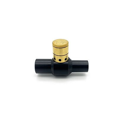 Valve, In-line Relief "T", 0-60 cmH2O Adjustable True APL Valve, MRI Conditional 3T, 15mmF x 15mmM, Lightweight Black Delrin / Brass, 00-251-D-MRI