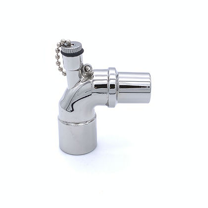 Connector, Curved 90°, 15mmM x 15mmF x 3/8" Suction Nipple w/Cap on Chain, Chrome Brass, 00-315