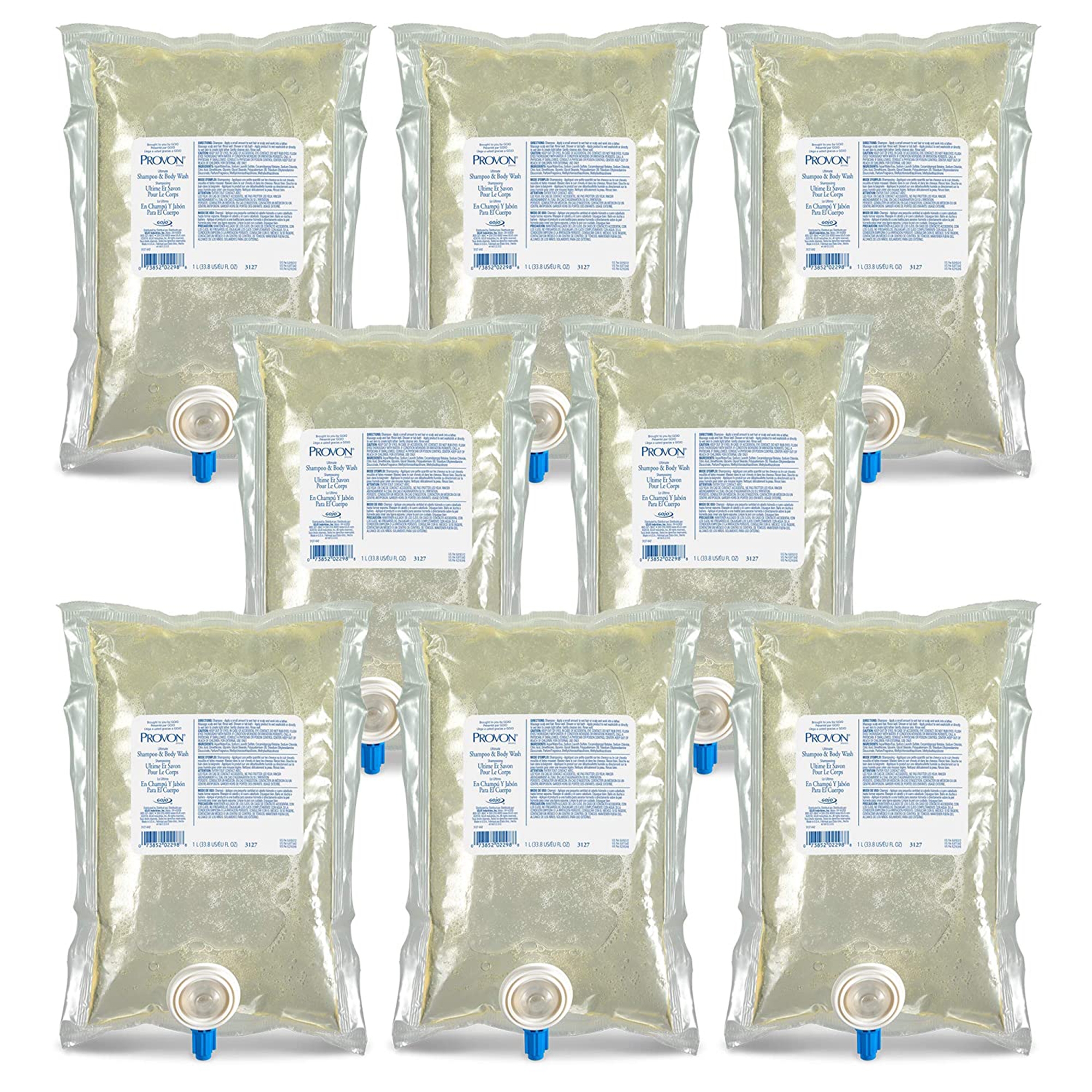 Shampoo and Body Wash PROVON 1,000 mL Dispenser Refill Bag Light Herbal Scent, 8/Case