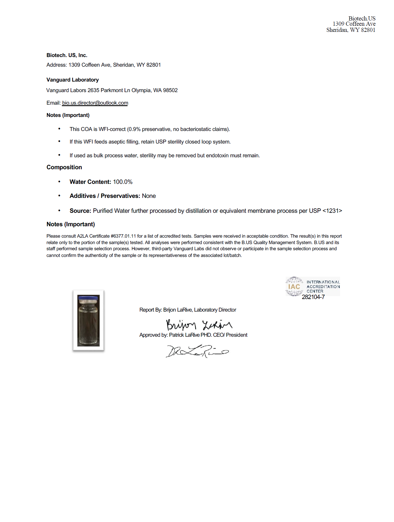 Bacteriostatic Water for Peptides and Injections, 30 mL