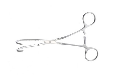 Cooley Clamps 6 3/4" (17.0 cm) Strongly Curved, 1 3/4" (4.6cm) tip length, 2mm tip width, Curved shaft, 6 3/4" (17cm), 354827