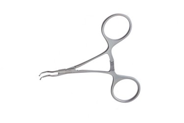 DeBakey Titanium Pediatric Clamps 3 3/4" (9.5 cm) Anastomosis clamp with 6 mm curved operational jaw length, 359357