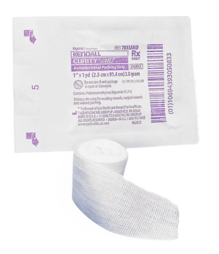 Wound Packing Strip Curity AMD Polyhexamethylene Biguanide (PHMB) 1 Inch X 1 Yard Sterile