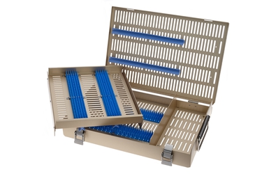Microsurgical Cases 15" (38.0 cm) Two levels: pin mat, retainers, long/low tray accessory area, int. size: 9 7/8" x 14 5/8" x 2 3/8", P37323
