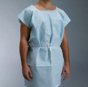 Patient Exam Gown Medium / Large Blue Disposable, 50/Case