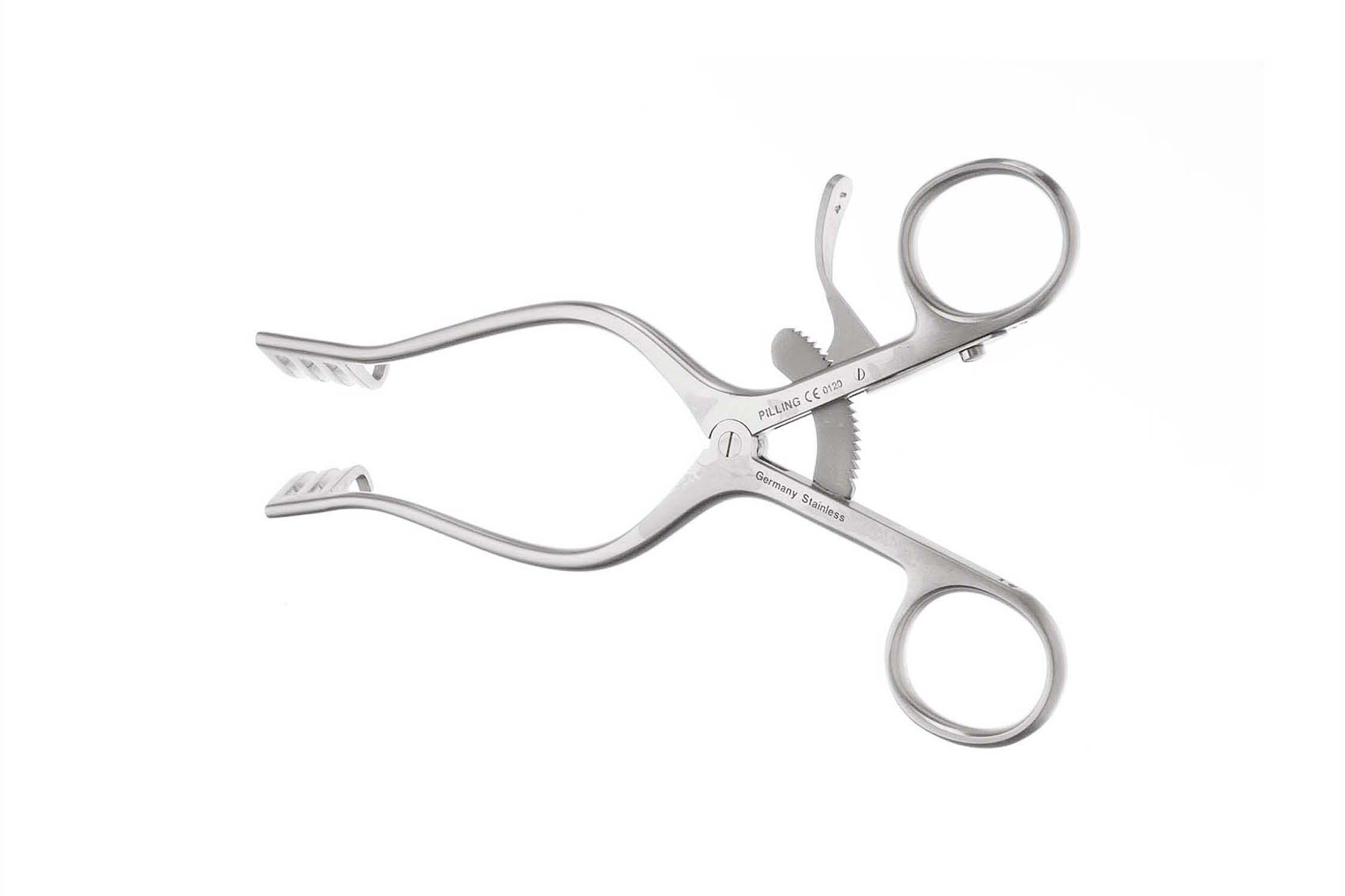 Weitlaner Retractors 5 1/2" (14.0 cm) 5 1/2" (14.0 cm) 3 x 4 blunt prongs Pilling® Pattern, satin finish, 165360
