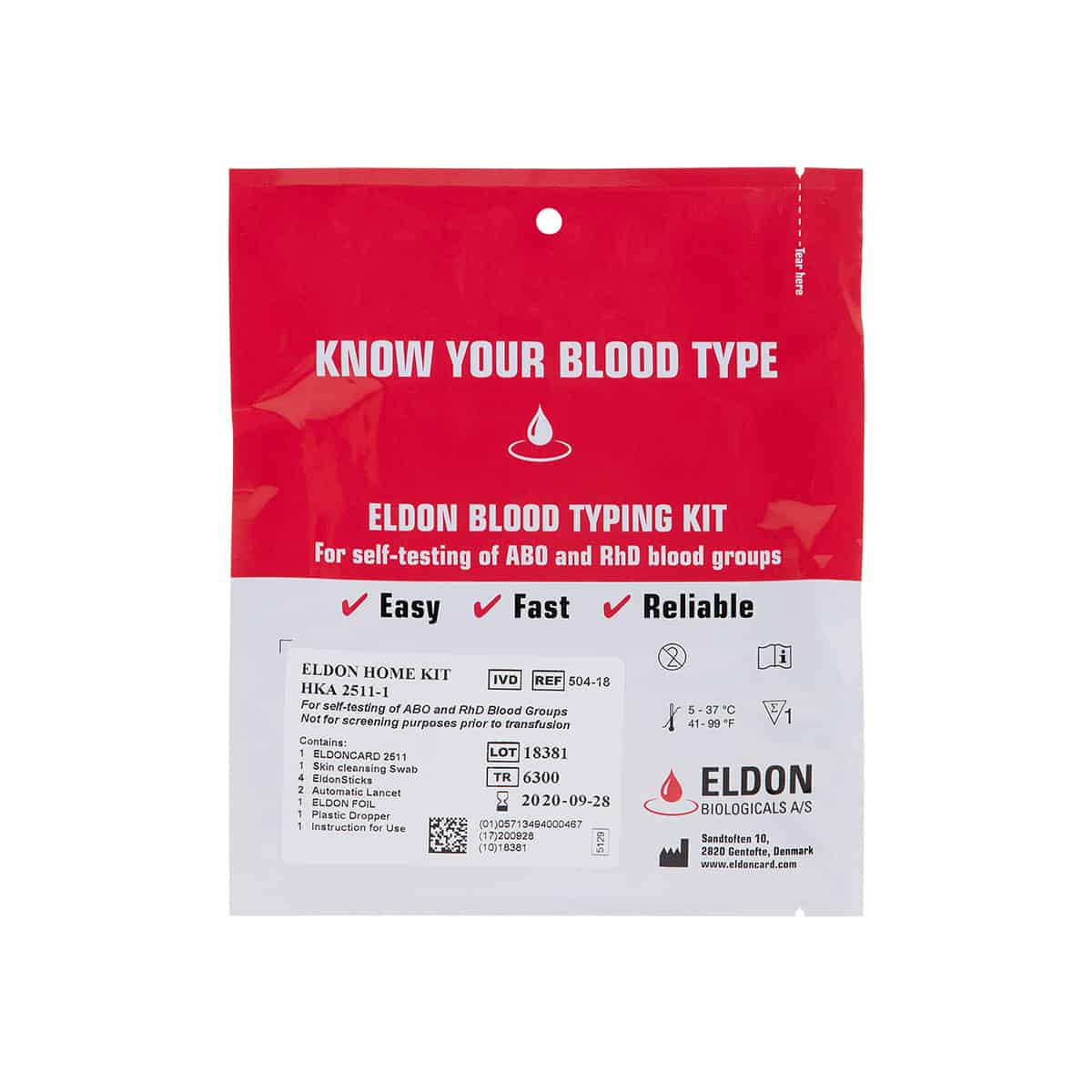 EldonCard, ABO/Rh Blood Typing KT, 80-810