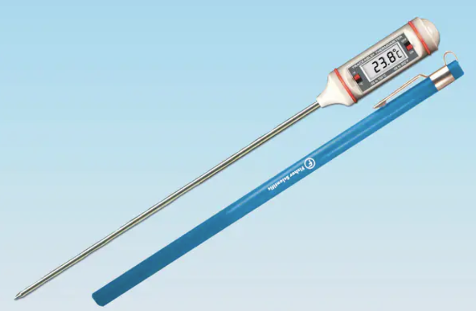 Fisherbrand Traceable Digital Thermometer with Stainless-Steel Stem and 0.25 in. LCD Screen -50°C to +150°C, -58°F to +302°F, ±1° (-20° and 100°C), Oven and Incubator Thermometer, 15078K
