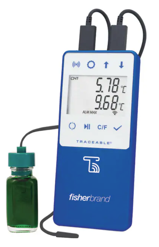 Fisherbrand TraceableLIVE Wi-Fi Datalogging Refrigerator/Freezer Thermometer with Remote Notification 1 Bottle and 1 Bullet Probe, 15079616