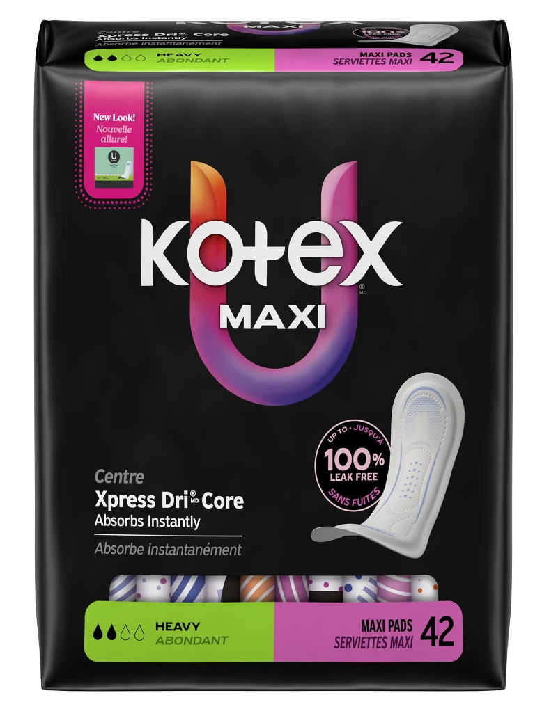 Feminine Pad U by Kotex® Maxi Heavy Absorbency, 42/Pack