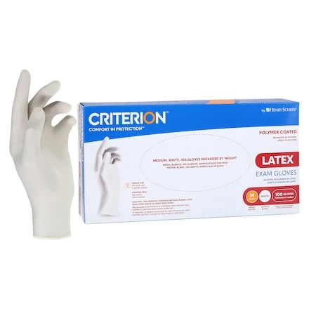 Criterion Polymer Coated Latex Exam Gloves Medium Natural Non-Sterile