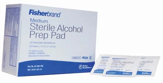 Fisherbrand Sterile Alcohol Prep Pads 1.2 x 2.6 in. , 22363750, 200/Pack