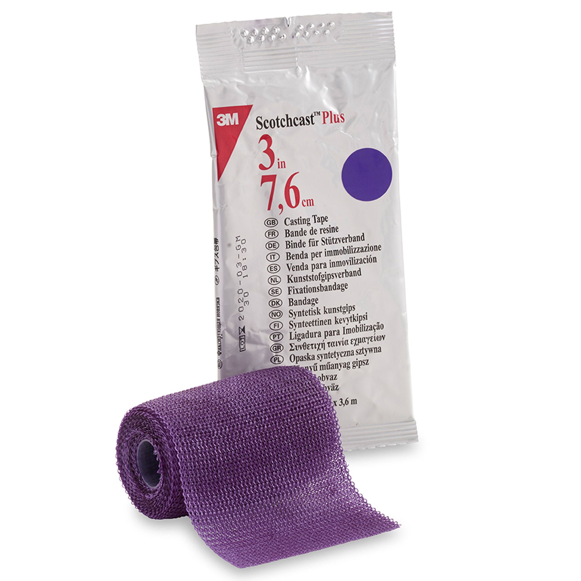 3M Scotchcast Plus Casting Tapes, Purple, 3 in. x 4 yds, 10Rolls/Bx