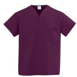 ComfortEase Unisex Reversible V-Neck XS Wine Scrub Top with 2 Pockets