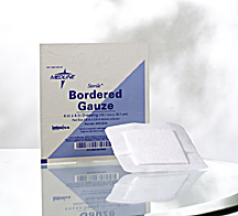 Medline Sterile Bordered Gauze, 3" x 6" with 1.5" x 4" Pad (Pack of 15)