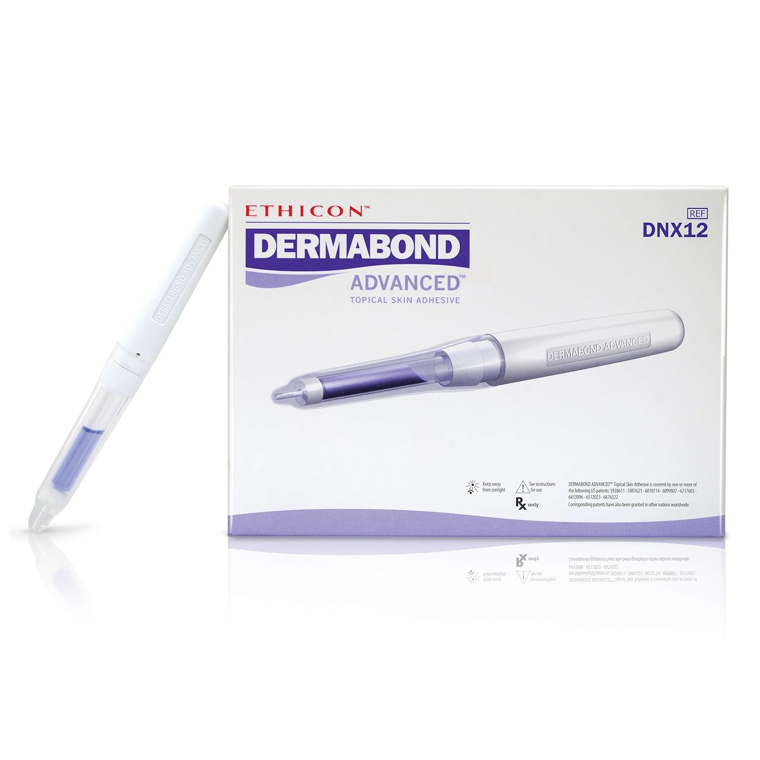 Ethicon Dermabond Advanced Topical Skin Adhesive 2-Octyl Cyanoacrylate. 0.7 ml Ampule of High-Viscosity Skin Adhesive