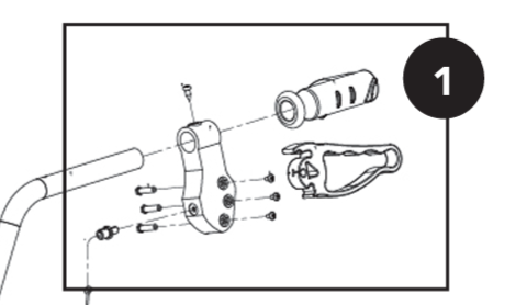 Probasics 6" Alum Rollator Left Hand Brake System brake spring & wheel contact