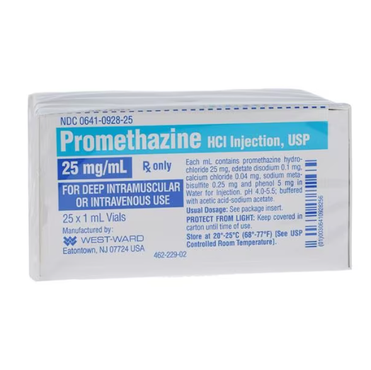 Promethazine HCl Injection 25mg/mL SDV 1mL 25x1ml 25/Box