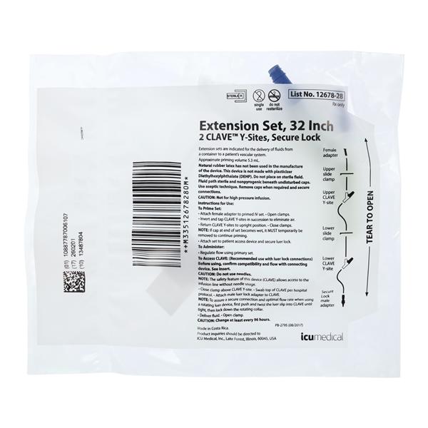 Extension Set, 32 Inch, 2 Clave(Tm) Y-Sites, Secure Lock, 48/Cs