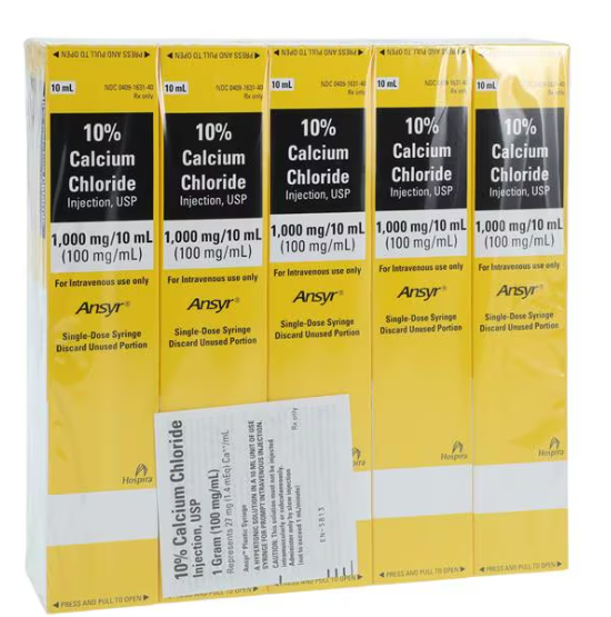 Calcium Chloride Injection 10% 100mg/mL PF Ansyr Syringe 10mL 10/Bx