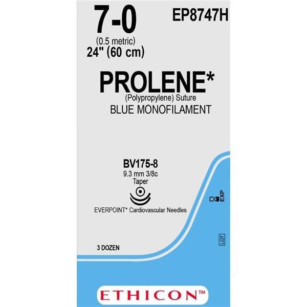 Prolene Suture 7-0 1x24" Polypropylene Monofilament BV175-8/BV175-8 Blue 36/Bx