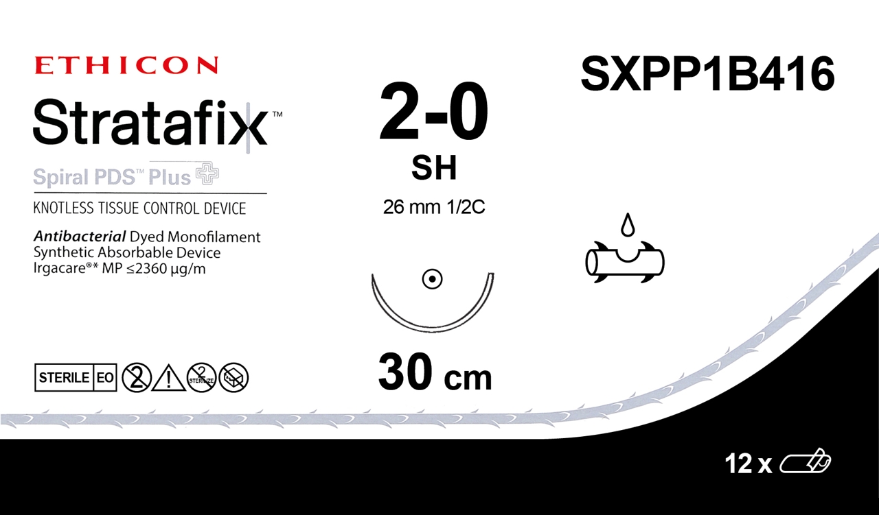 Stratafix Spiral PDS Plus Suture 2-0 30cm Triclosan, PDO Mnflmnt SH Vio 12/Bx