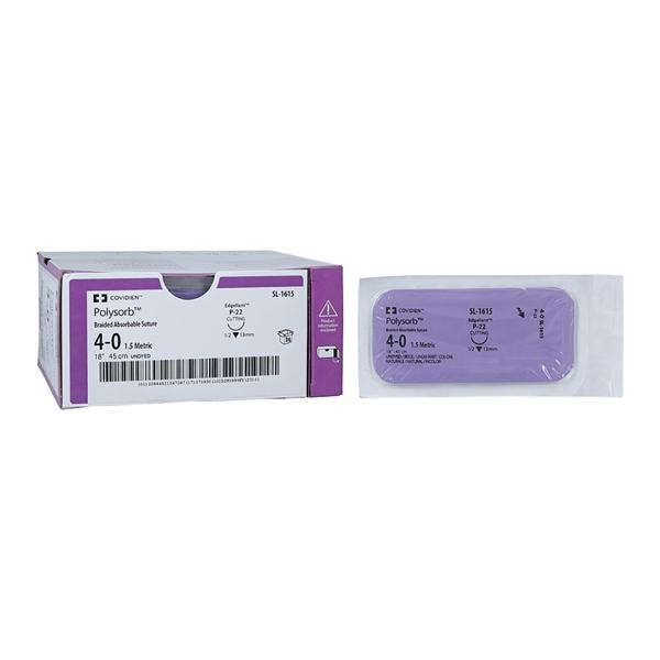 Polysorb Suture 4-0 18" Polyester Braid P-22 Undyed 36/Case