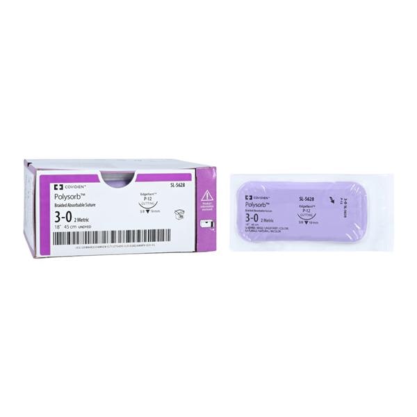 Polysorb Suture 3-0 18" Polyester Braid P-12 Undyed 36/Case