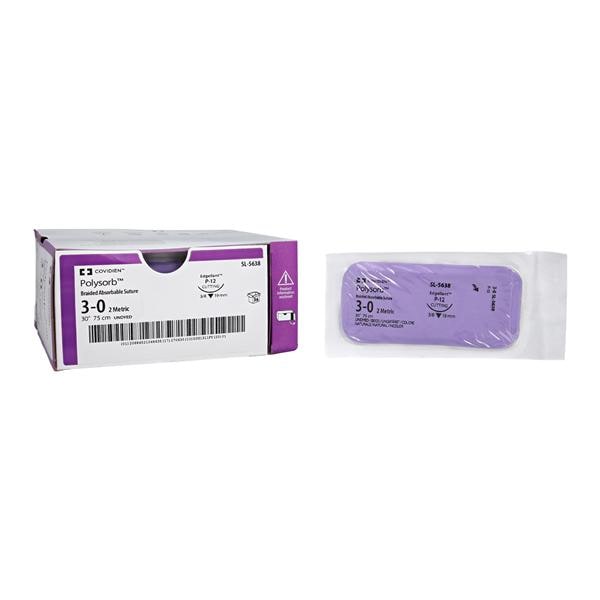 Polysorb Suture 3-0 30" Polyester Braid P-12 Undyed 36/Case