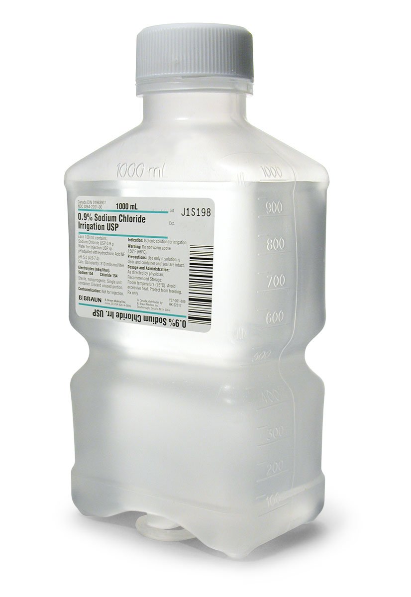 Irrigation Solution 0.9% Sodium Chloride, Preservative Free Not for Injection Bottle 1,000 mL