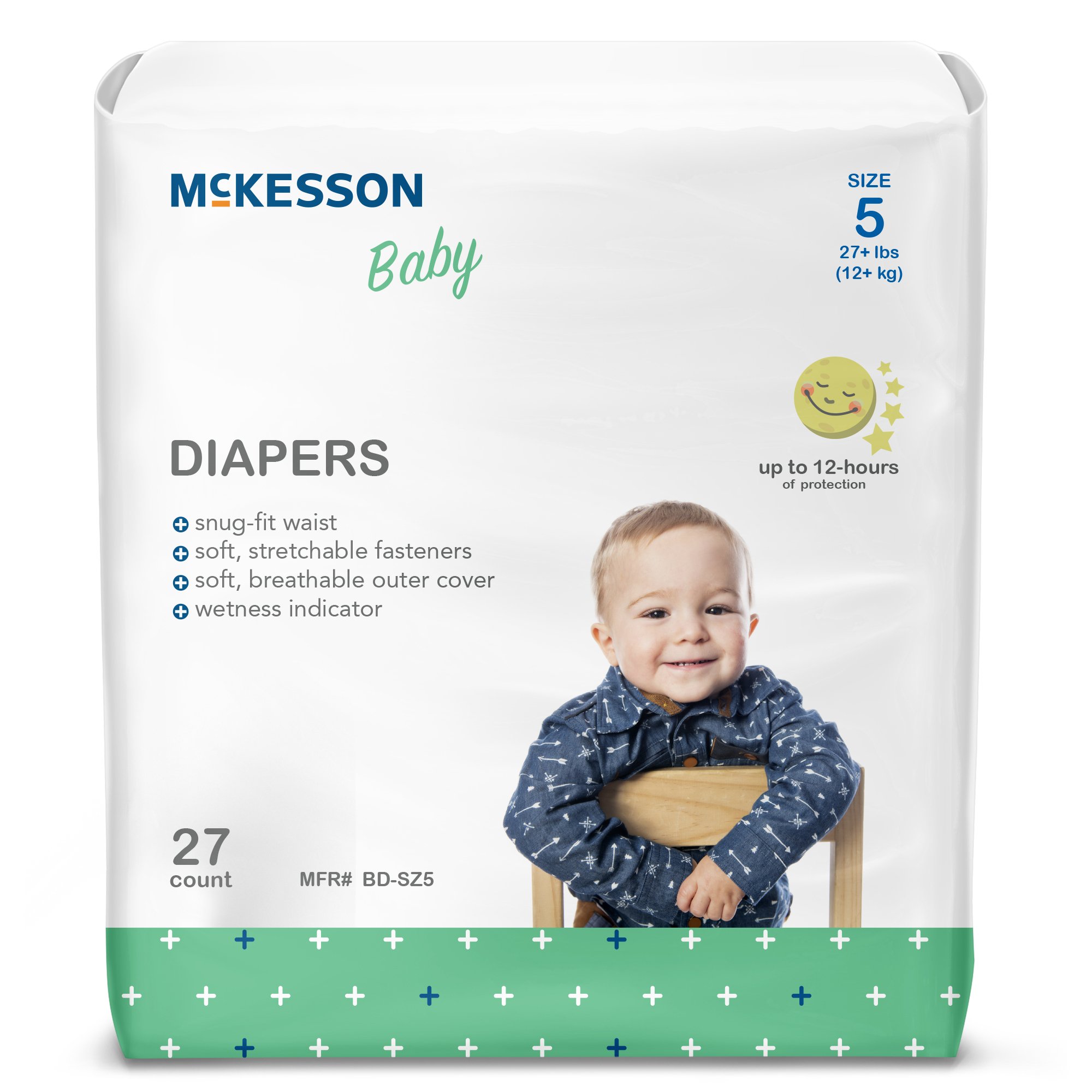 Unisex Baby Diaper McKesson Size 5 Disposable Heavy Absorbency