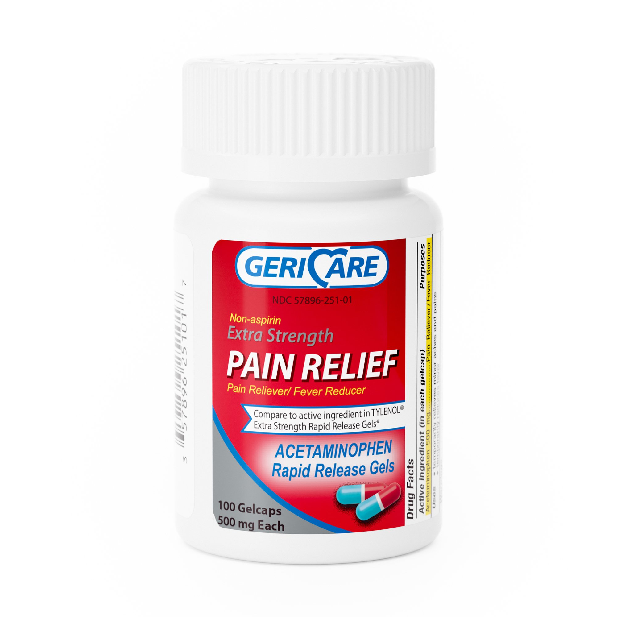 Pain Relief McKesson Brand 500 mg Strength Acetaminophen Gelcap 100 per Bottle