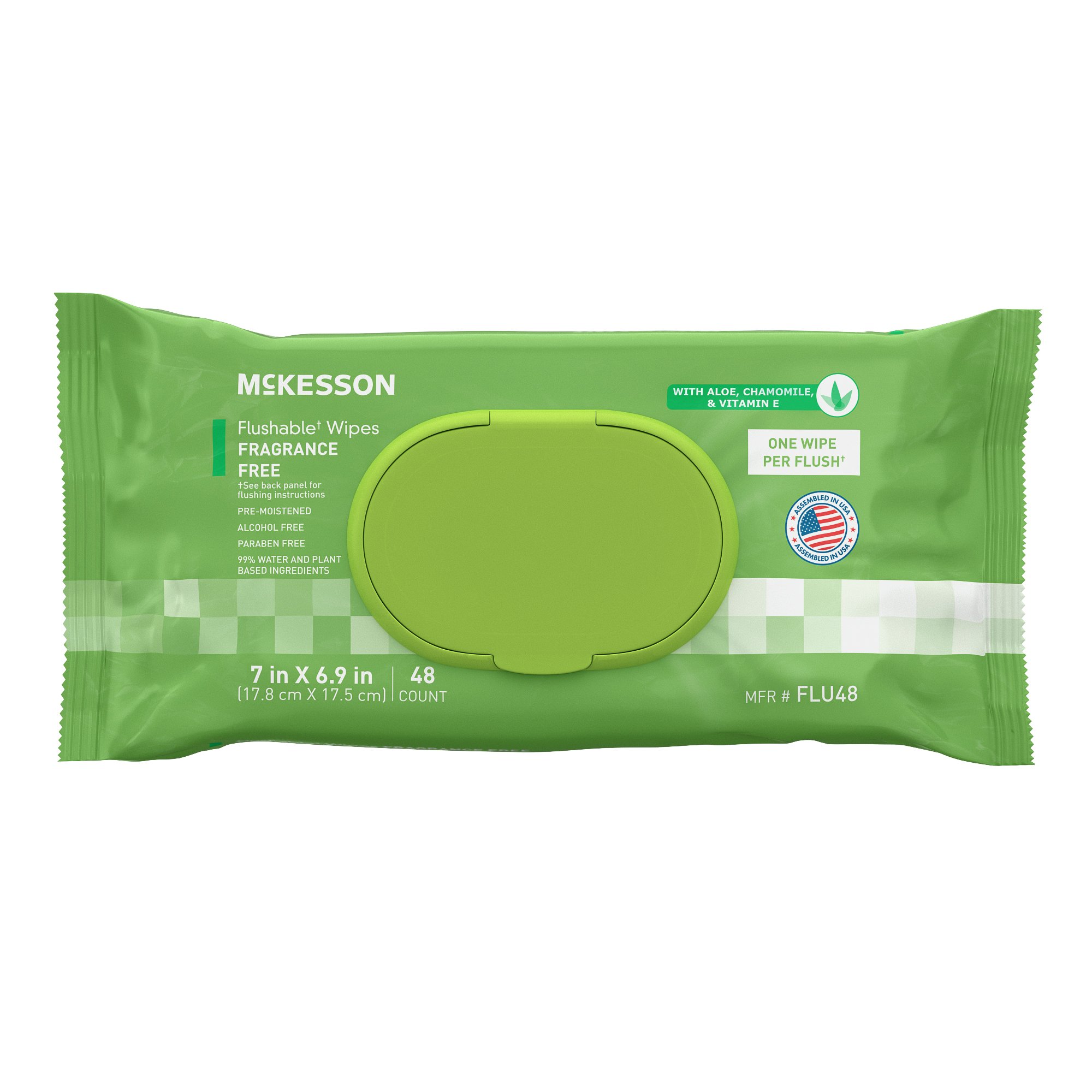Flushable Personal Wipe McKesson Soft Pack Unscented 48 Count, FLU48