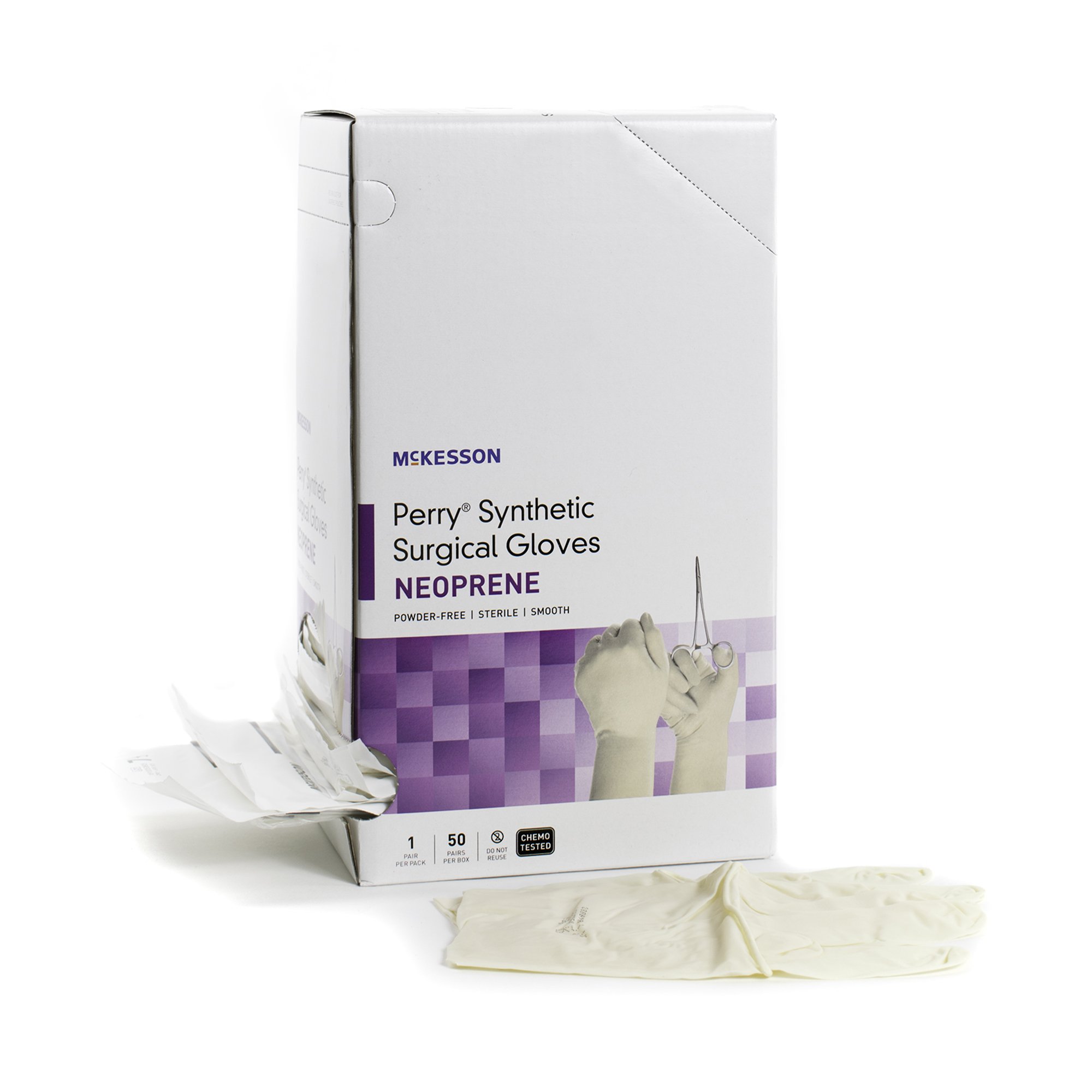 Surgical Glove McKesson Perry® Synthetic Surgical Gloves Size 6 Sterile Polychloroprene Standard Cuff Length Smooth Cream Chemo Tested