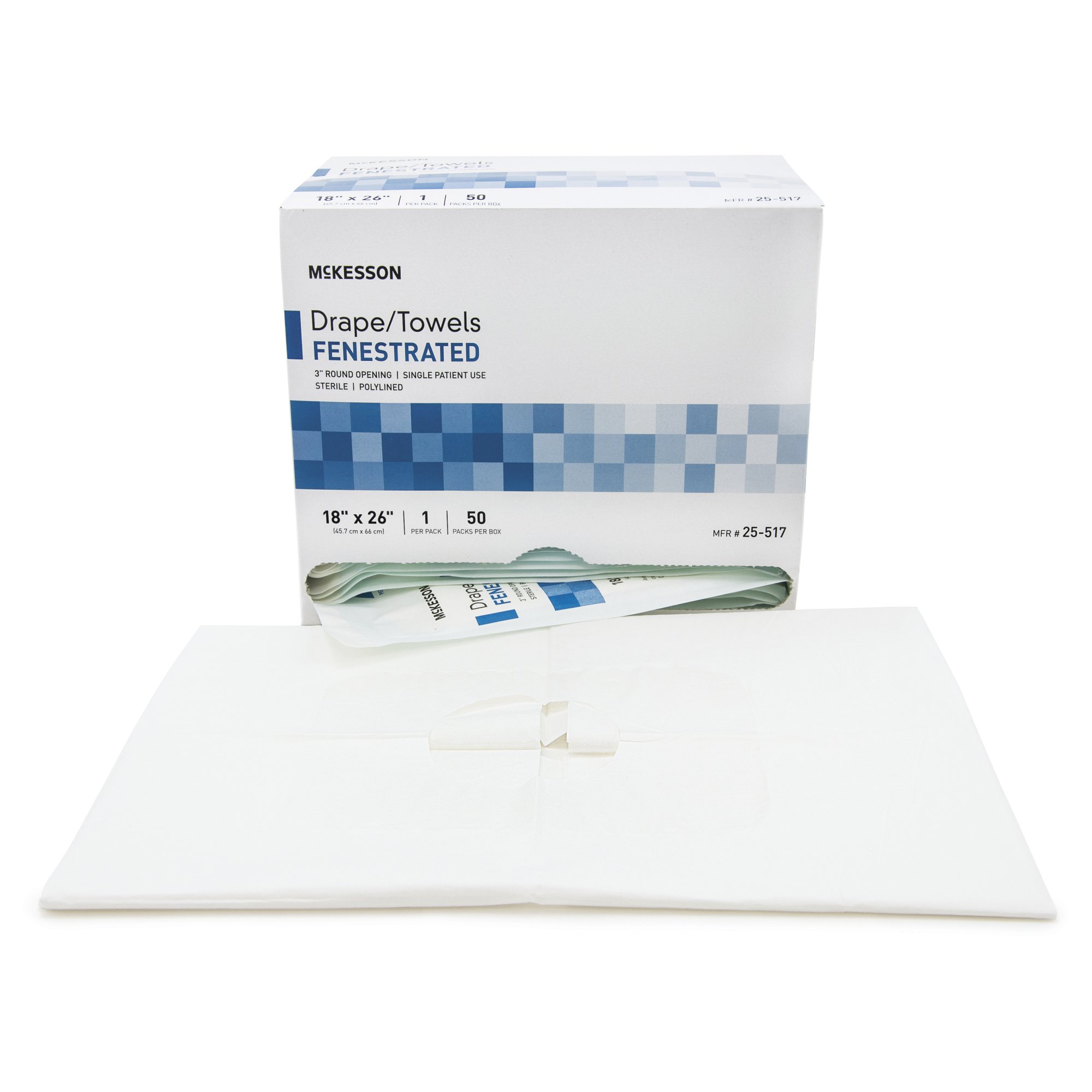 General Purpose Drape McKesson Poly Lined Towel Drape 18 W X 26 L Inch Sterile, 25-517