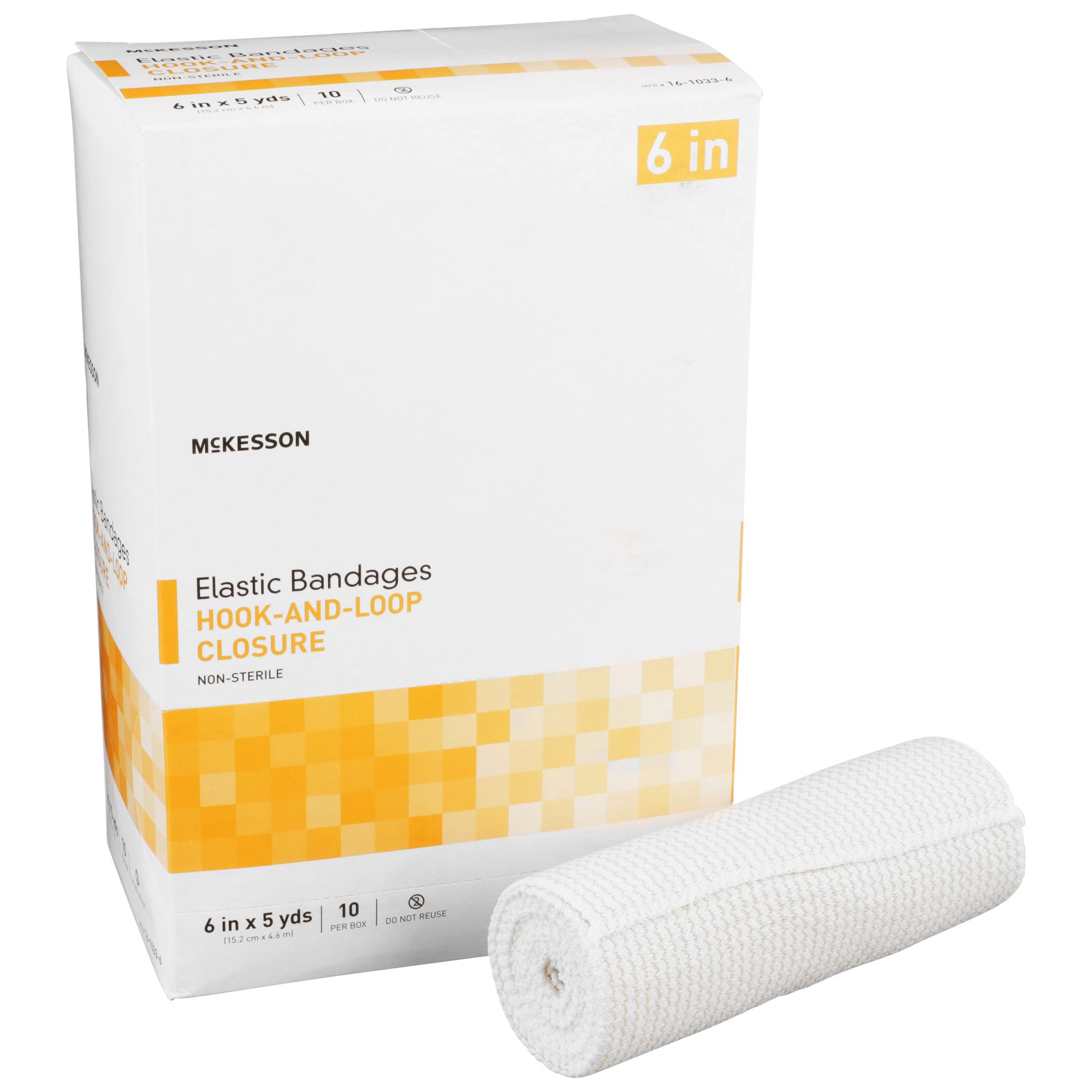Elastic Bandage McKesson 6 Inch X 5 Yard Single Hook and Loop Closure Tan NonSterile Standard Compression, 16-1033-6