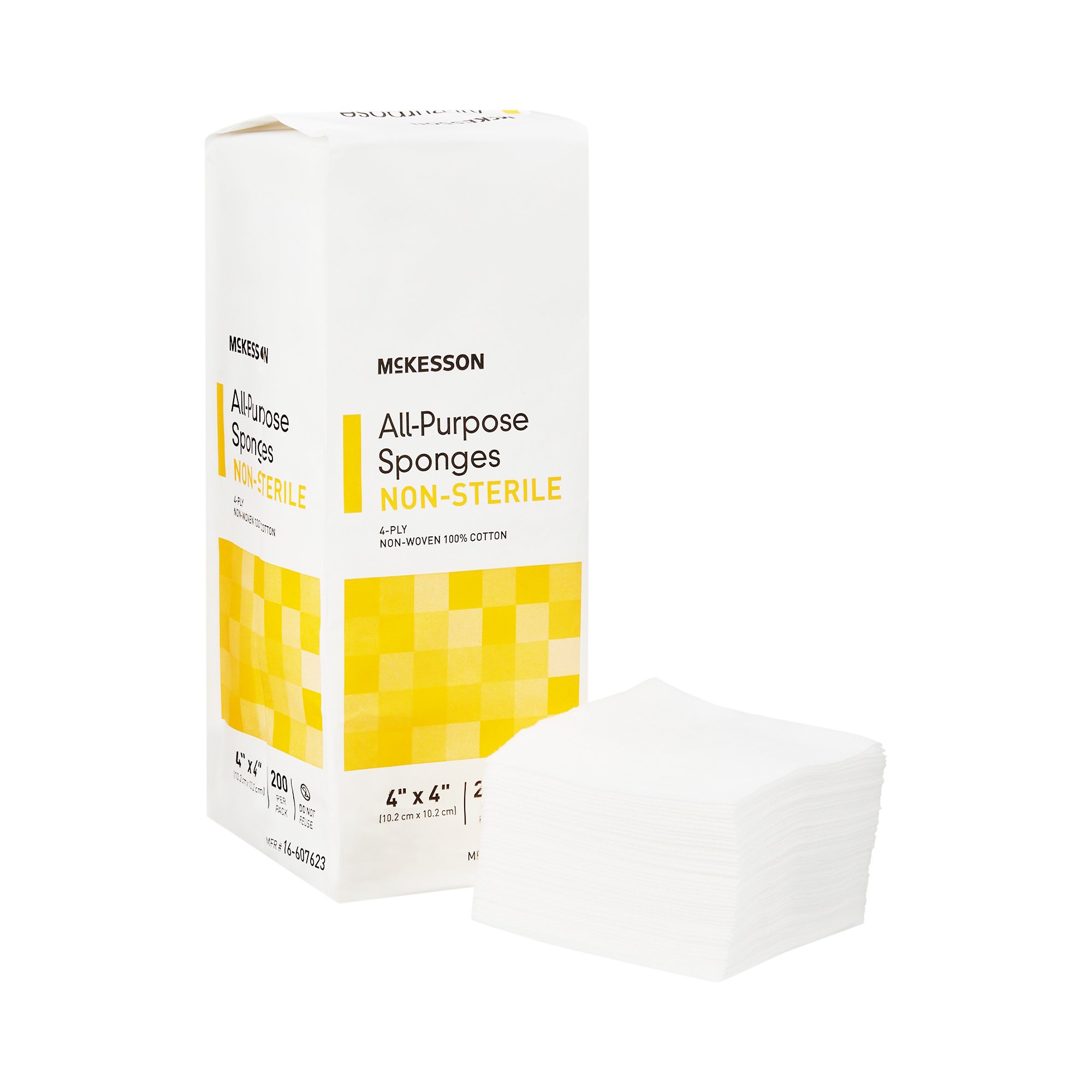 Nonwoven Sponge McKesson 4 X 4 Inch 4-Ply NonSterile 200 per Pack, 16-607623